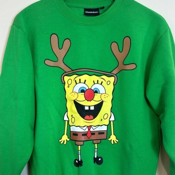 Nickelodeon SpongeBob SquarePants Christmas Sweater Size Small- Green Holiday - Picture 2 of 5